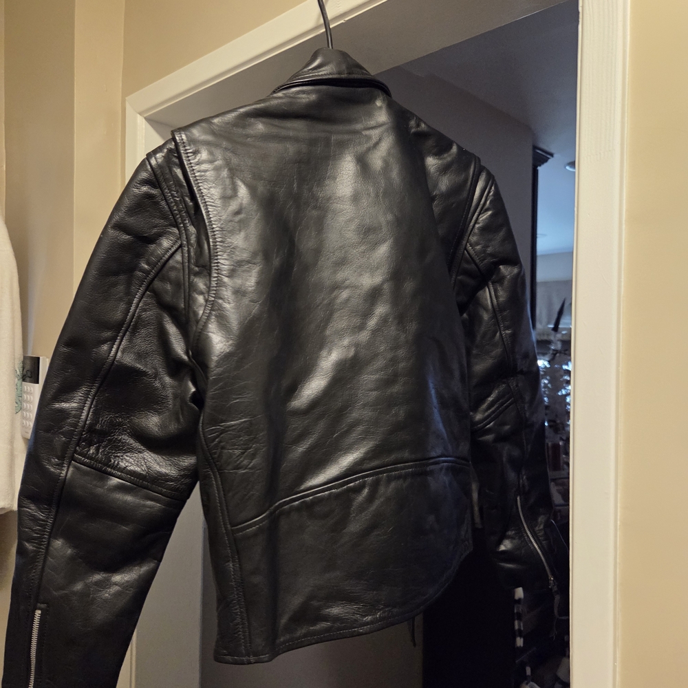 Black Leather Biker Jacket - image 5